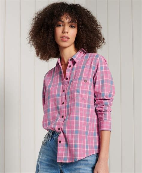 Cropped Check Cotton Shirt in Floss 